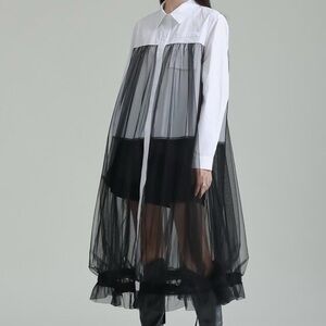 Kate Hewko Black and White Sheer Overlay Dress